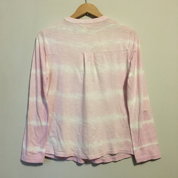 Tie Dye Pink Angel + Clouds Long Sleeve Button Collar Cotton Shirt - Picture 2 of 15